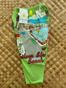 Kids Size 2 "Green & Red Beach Town" ʻOpihi Picker Pants