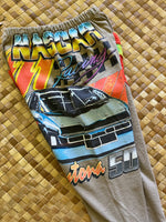 Load image into Gallery viewer, Kids Size 4 "Tan &amp; Red NASCAR" ʻOpihi Picker Pants
