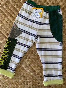 Kids Size 6 "Green Stripes & Camo Maui Gold Pineapple" Star Gazer Pants