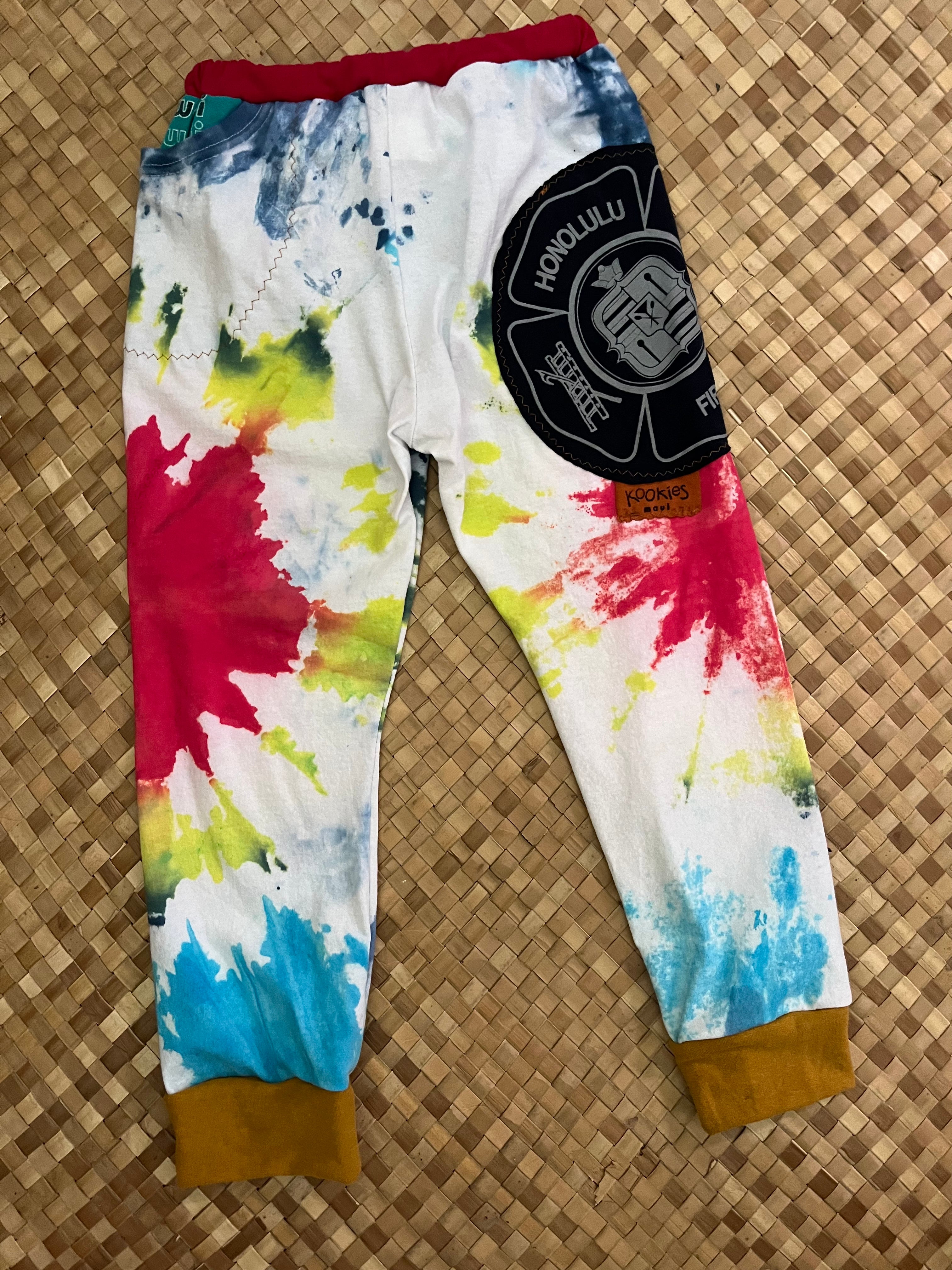 Kids Size 8 "Tie Dye Honolulu Fire Department" Holoholo Pants