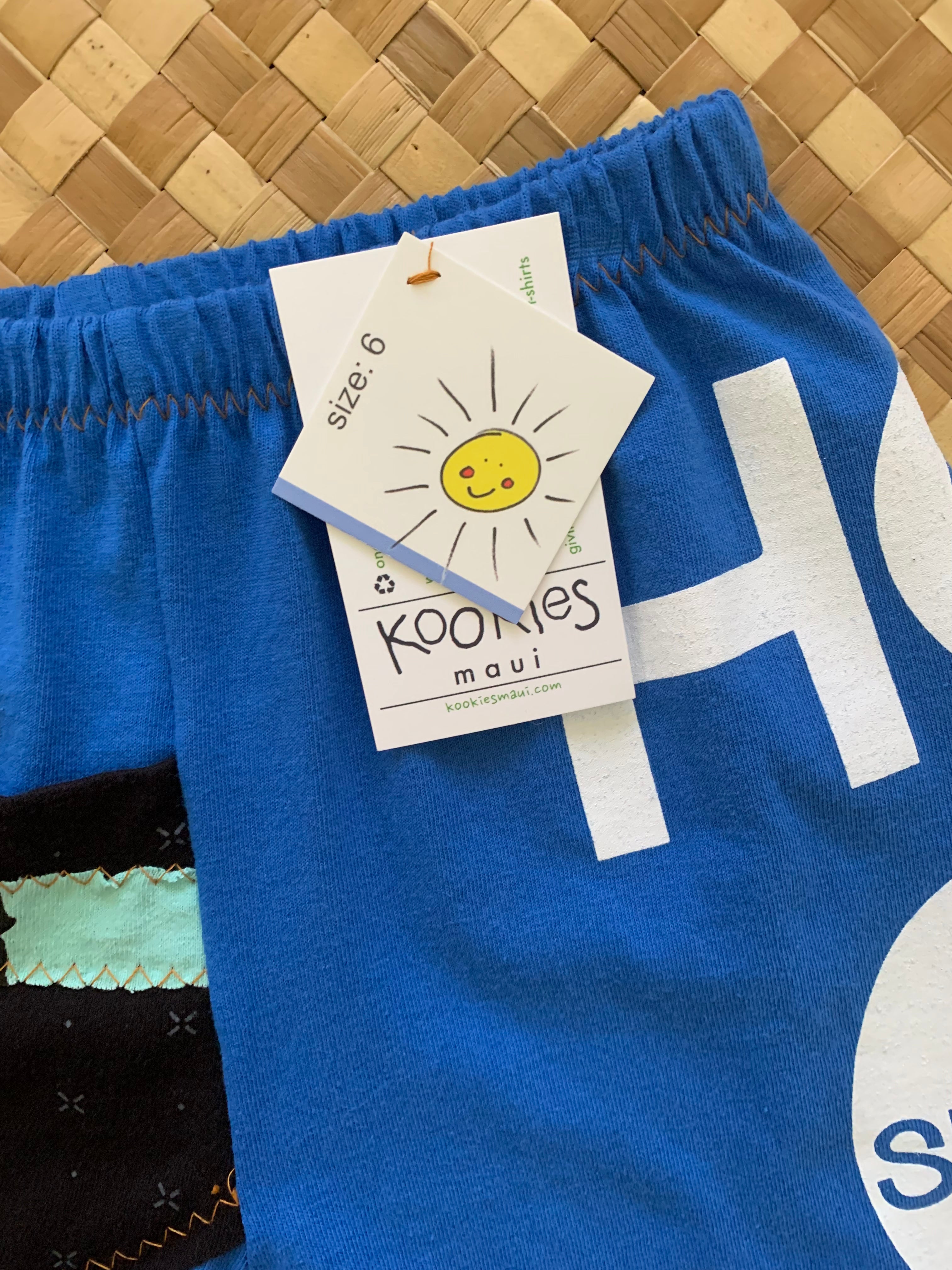Kids Size 6 "Blue & Black Summer Fun" ʻOpihi Picker Pants