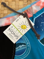 Load image into Gallery viewer, Kids Size 2 &quot;Teal and Black Astronomy&quot; Beach Comber Shorts
