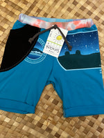 Load image into Gallery viewer, Kids Size 2 &quot;Teal and Black Astronomy&quot; Beach Comber Shorts
