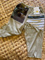 Load image into Gallery viewer, Kids Size 2 &quot;Sage Green &amp; Stripes Baby Yoda&quot; ʻOpihi Picker Pants
