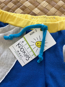 Kids Size 2 "Blue & Yellow Race Car" Beach Comber Shorts