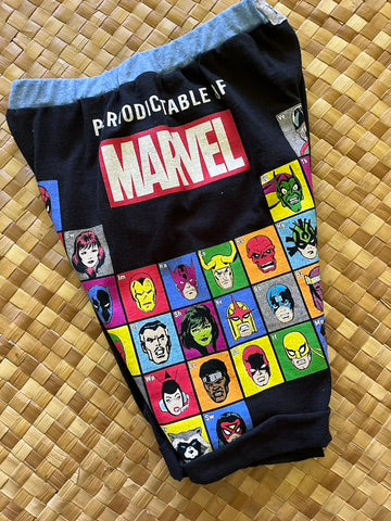 Kids Size 6 "Black Marvel Periodic Table" Beach Comber Shorts