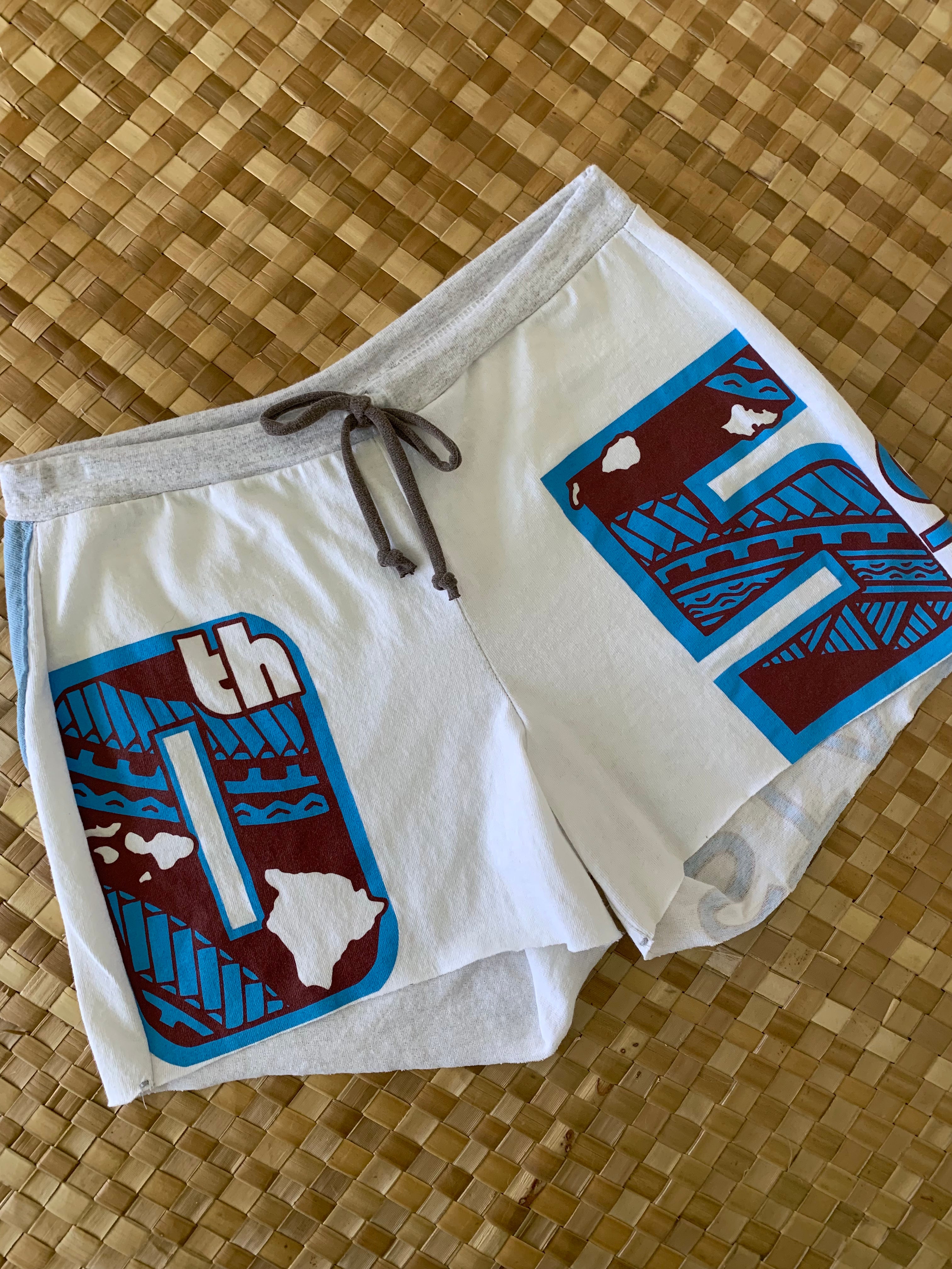 Ladies Size XS "White Blue & Maroon 50th State of Mind" Simple Shorty Shorts