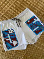 Load image into Gallery viewer, Ladies Size XS &quot;White Blue &amp; Maroon 50th State of Mind&quot; Simple Shorty Shorts
