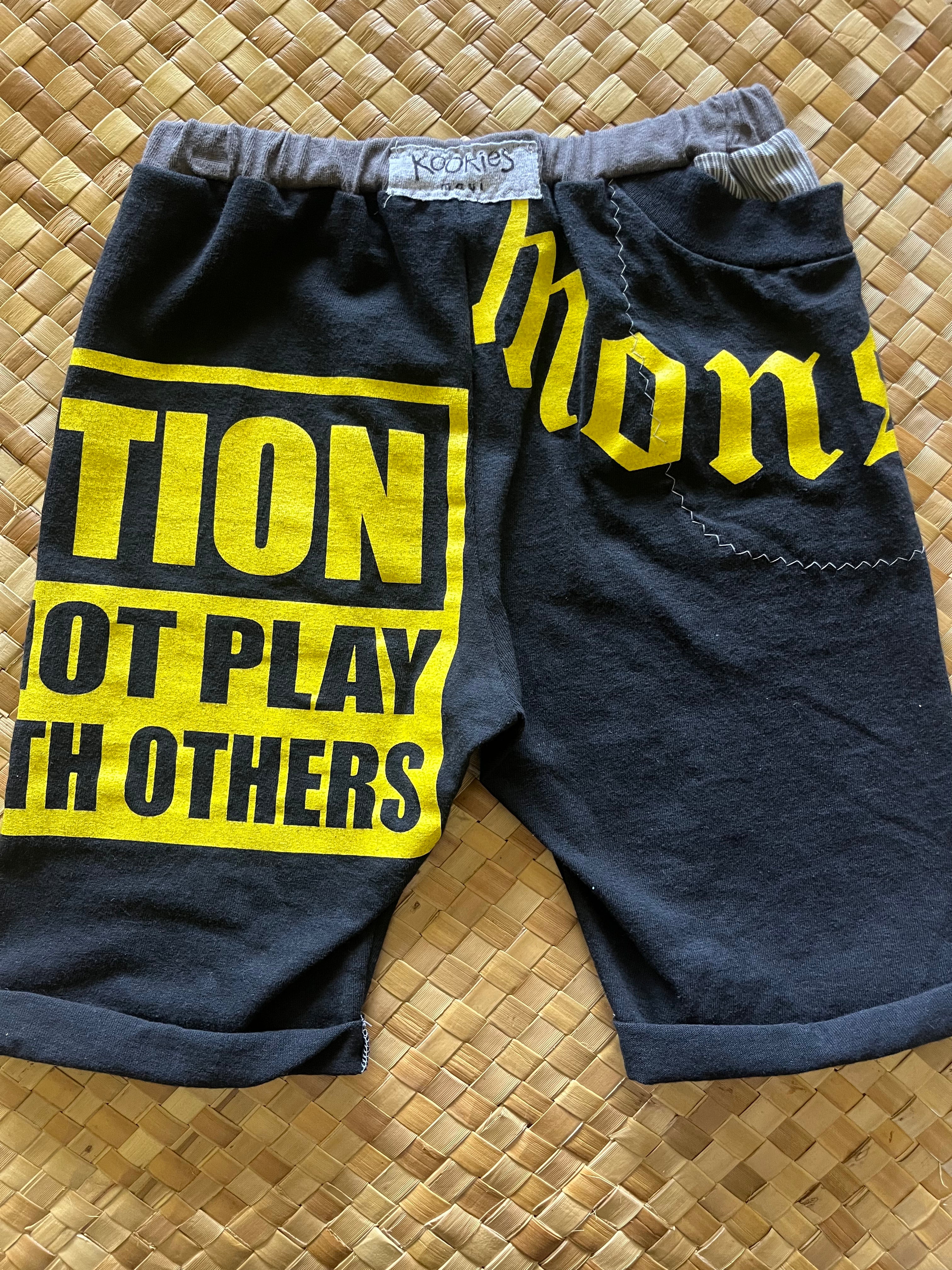 Kids Size 8 "Black & Yellow Does Not Play Well With Others" Beach Comber Shorts