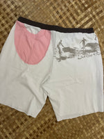 Load image into Gallery viewer, Custom Ladies &quot;White &amp; Pink Surfers and Sunset&quot; Little Bit More Shorts
