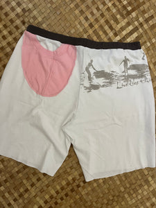 Custom Ladies "White & Pink Surfers and Sunset" Little Bit More Shorts