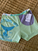 Load image into Gallery viewer, Ladies Size XS &quot;Green &amp; Lavender Whale Tail&quot; Simple Shorty Shorts
