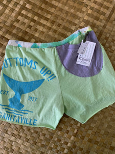 Ladies Size XS "Green & Lavender Whale Tail" Simple Shorty Shorts