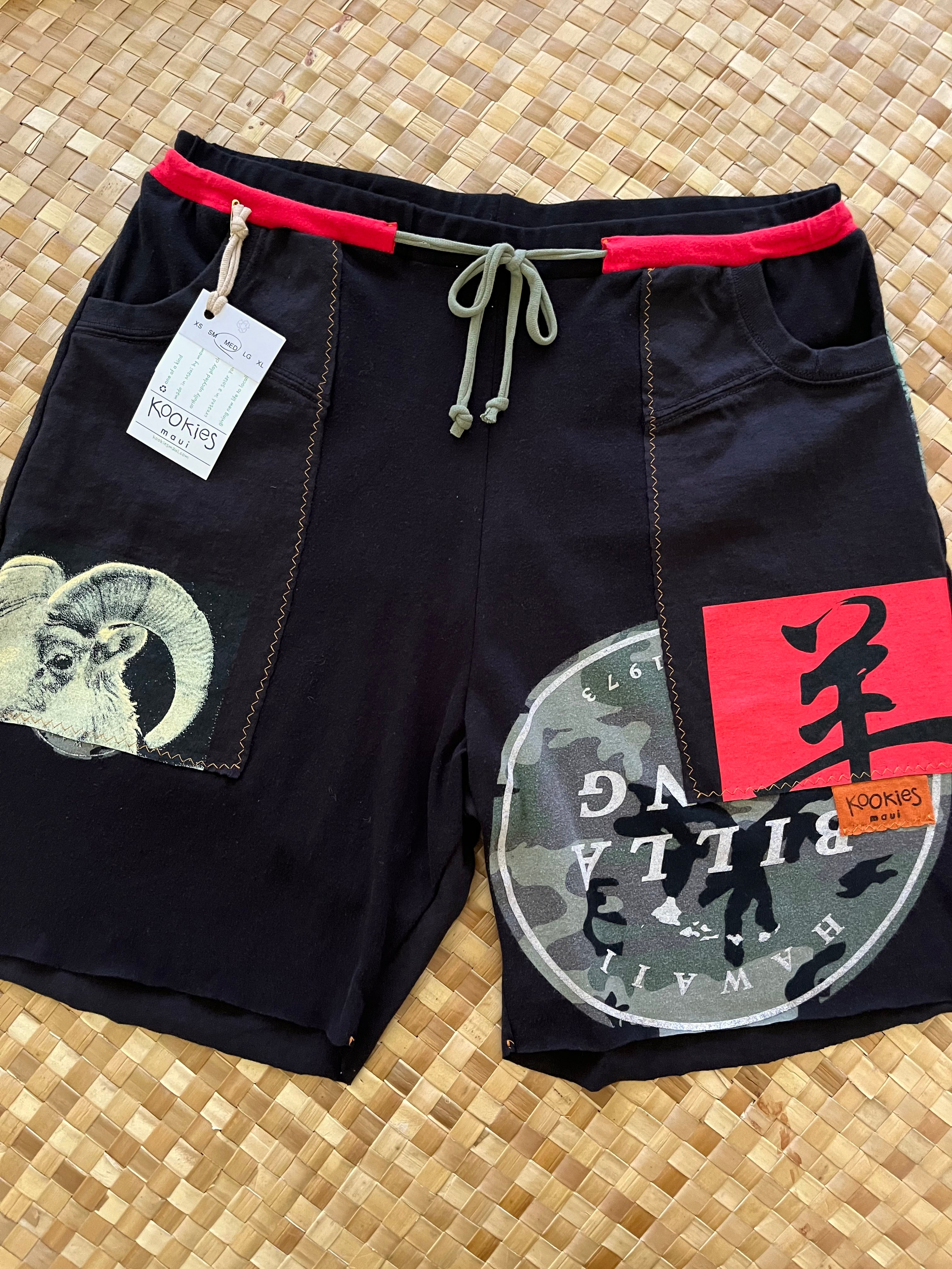 Mens Size M "Black & Red Year of the Ram" Kanikapila Shorts