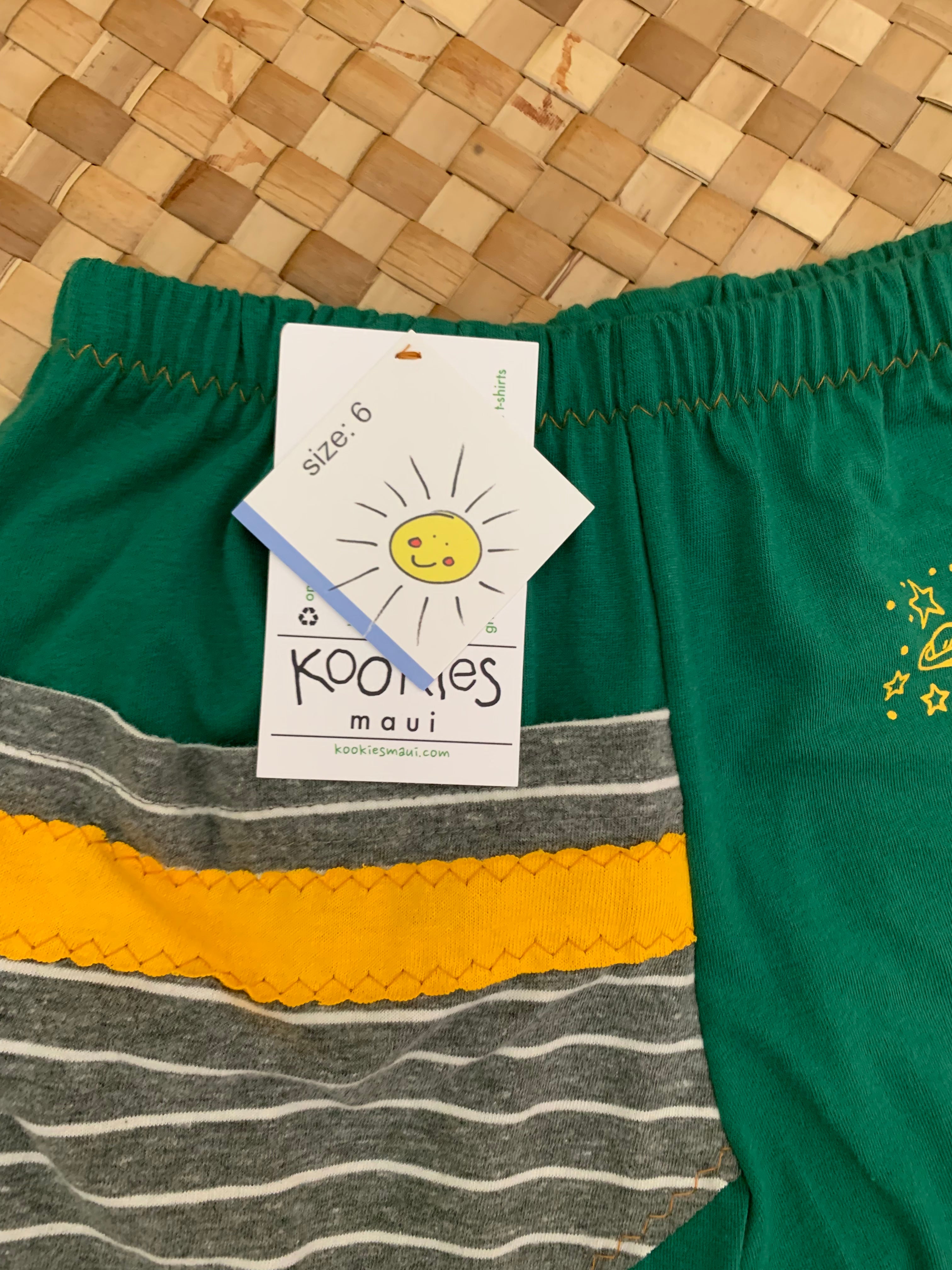Kids Size 6 "Green & Yellow Camp Know Where" ʻOpihi Picker Pants