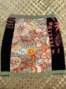 Ladies Size S "Black & Floral Good Vibes" Short Pencil Skirt