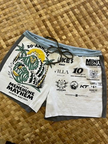 Ladies Size S "White & Grey Menehune Mayhem" Simple Shorty