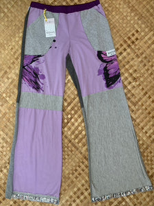 Ladies Size M "Purple & Grey Butterfly" Flutter Pants