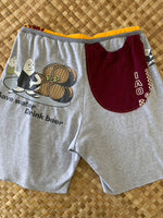 Load image into Gallery viewer, Mens Size L &quot;Grey &amp; Gold Musubi and Beer&quot; Kanikapila Shorts
