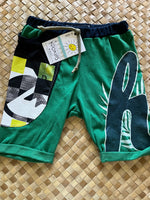 Load image into Gallery viewer, Kids Size 4 &quot;Green Hawaiian Islands &amp; Surf&quot; Beach Comber Shorts
