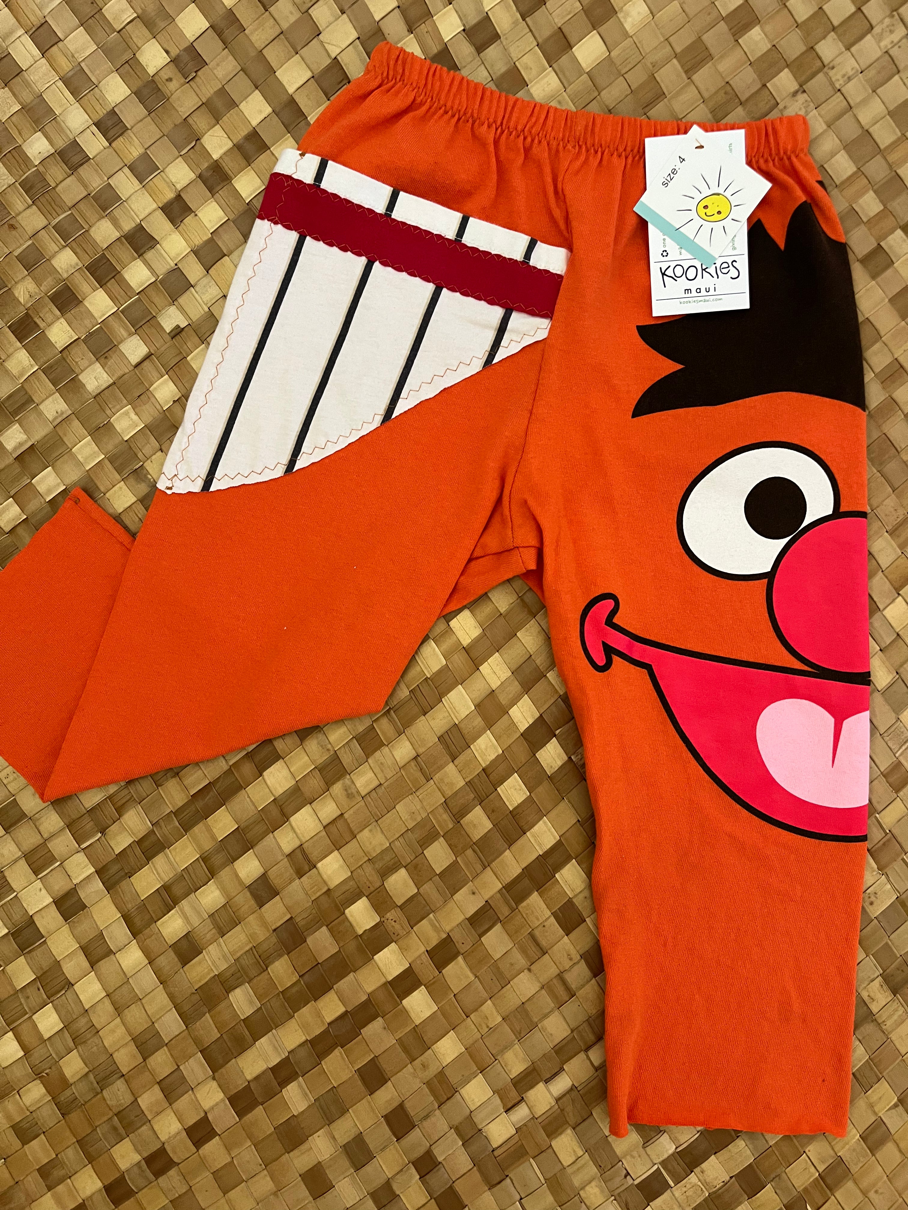 Kids Size 4 "Orange & Stripes Elmo" ʻOpihi Picker Pants