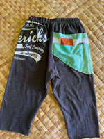 Load image into Gallery viewer, Kids Size 2 "Grey &amp; Teal Maverick's Surf" ʻOpihi Picker Pants
