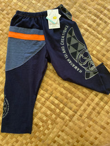Kids Size 4 "Navy & Orange Fish Hook" ʻOpihi Picker Pants