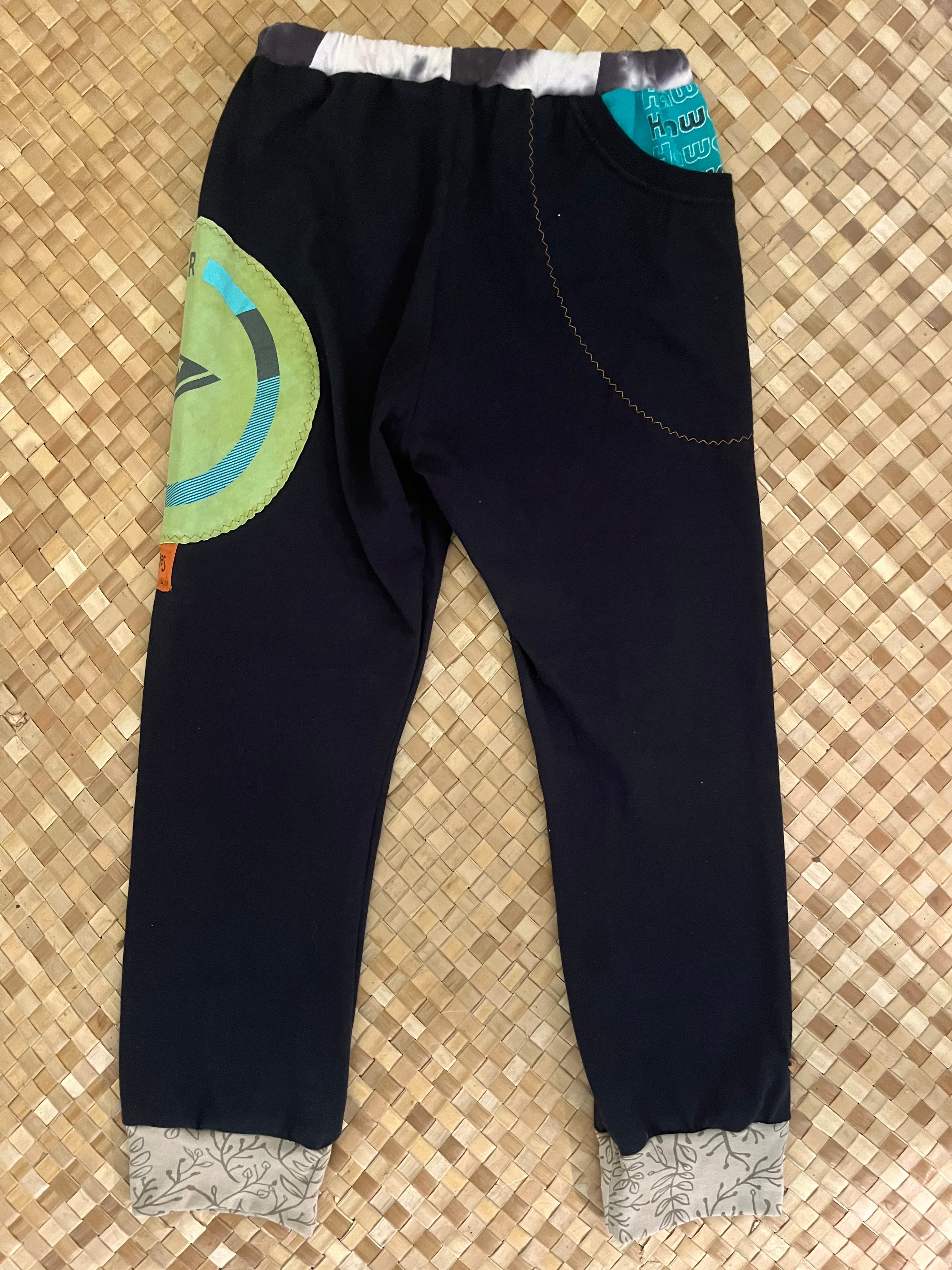 Kids Size 8 "Black & Teal Hawaii Surf" Holoholo Pants