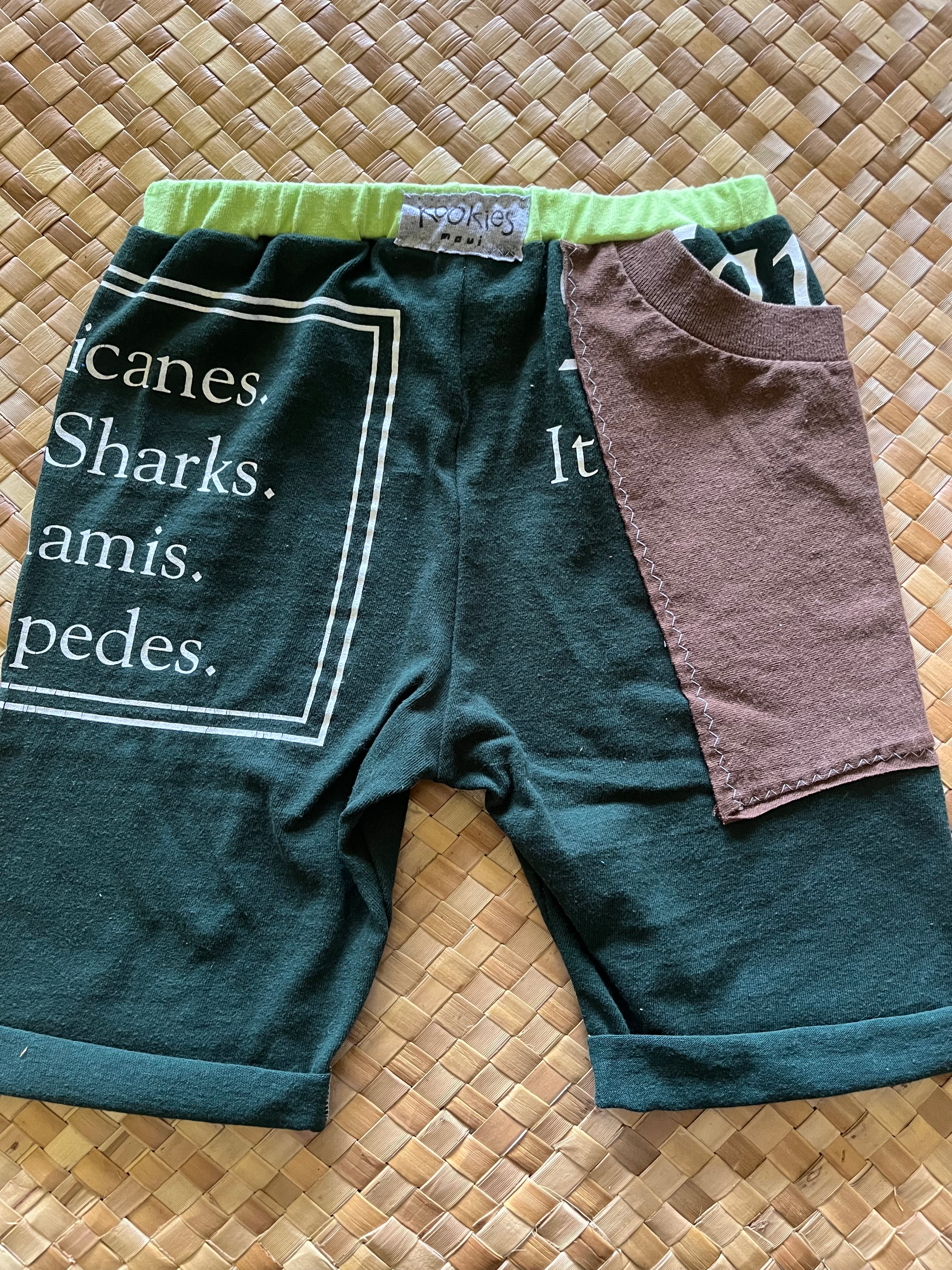 Kids Size 8 "Green & Brown Hawaii Hazards" Beach Comber Shorts