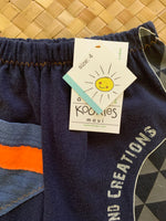Load image into Gallery viewer, Kids Size 4 &quot;Navy &amp; Orange Fish Hook&quot; ʻOpihi Picker Pants
