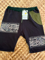 Load image into Gallery viewer, Kids Size 12 &quot;Green &amp; Black Tribal Honu&quot; Beach Comber Shorts
