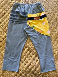 Kids Size 6 "Slate Blue & Yellow Hawaiian Flamingos" ʻOpihi Picker Pants