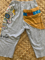 Load image into Gallery viewer, Kids Size 2 &quot;Mustard &amp; Grey Day of the Dead&quot; ʻOpihi Picker Pants
