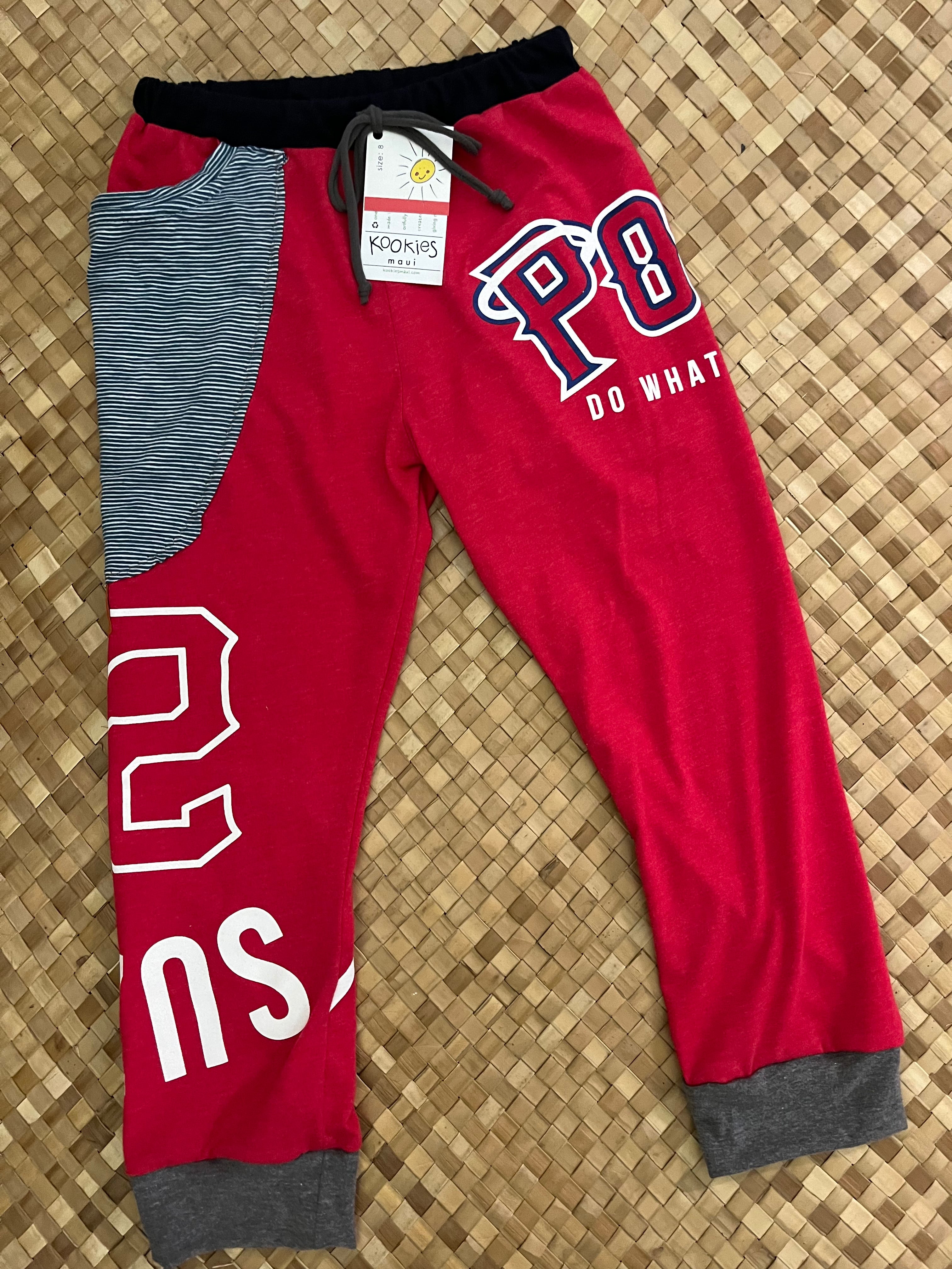 Kids Size 8 "Red & Grey Pono Baseball" Holoholo Pants