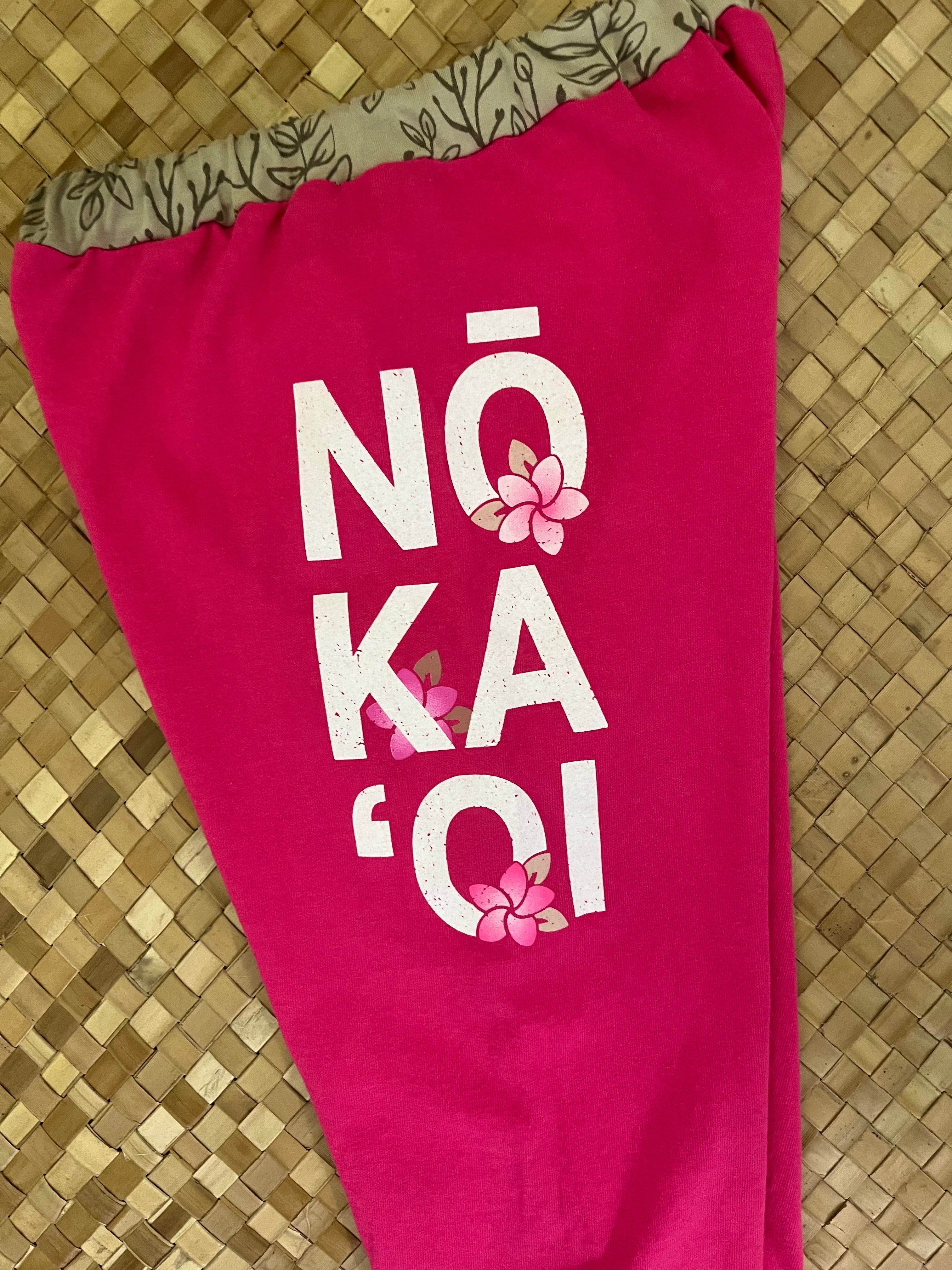 Kids Size 8 "Pink & Black Maui No Ka Oi" Holoholo Pants