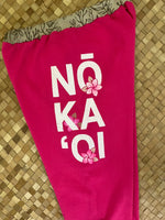 Load image into Gallery viewer, Kids Size 8 &quot;Pink &amp; Black Maui No Ka Oi&quot; Holoholo Pants
