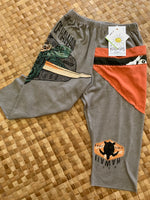 Load image into Gallery viewer, Kids Size 2 &quot;Grey &amp; Salmon Turtle Surfing&quot; ʻOpihi Picker Pants
