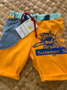 Kids Size 2 "Goldenrod & Blue Punahou" Beach Comber Shorts