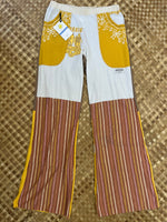 Load image into Gallery viewer, Ladies Size S &quot;Gray &amp; Goldenrod Its All Good&quot; Flutter Pants
