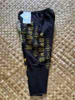 Load image into Gallery viewer, Kids Size 4 &quot;Black &amp; Yellow Olelo&quot; ʻOpihi Picker Pants
