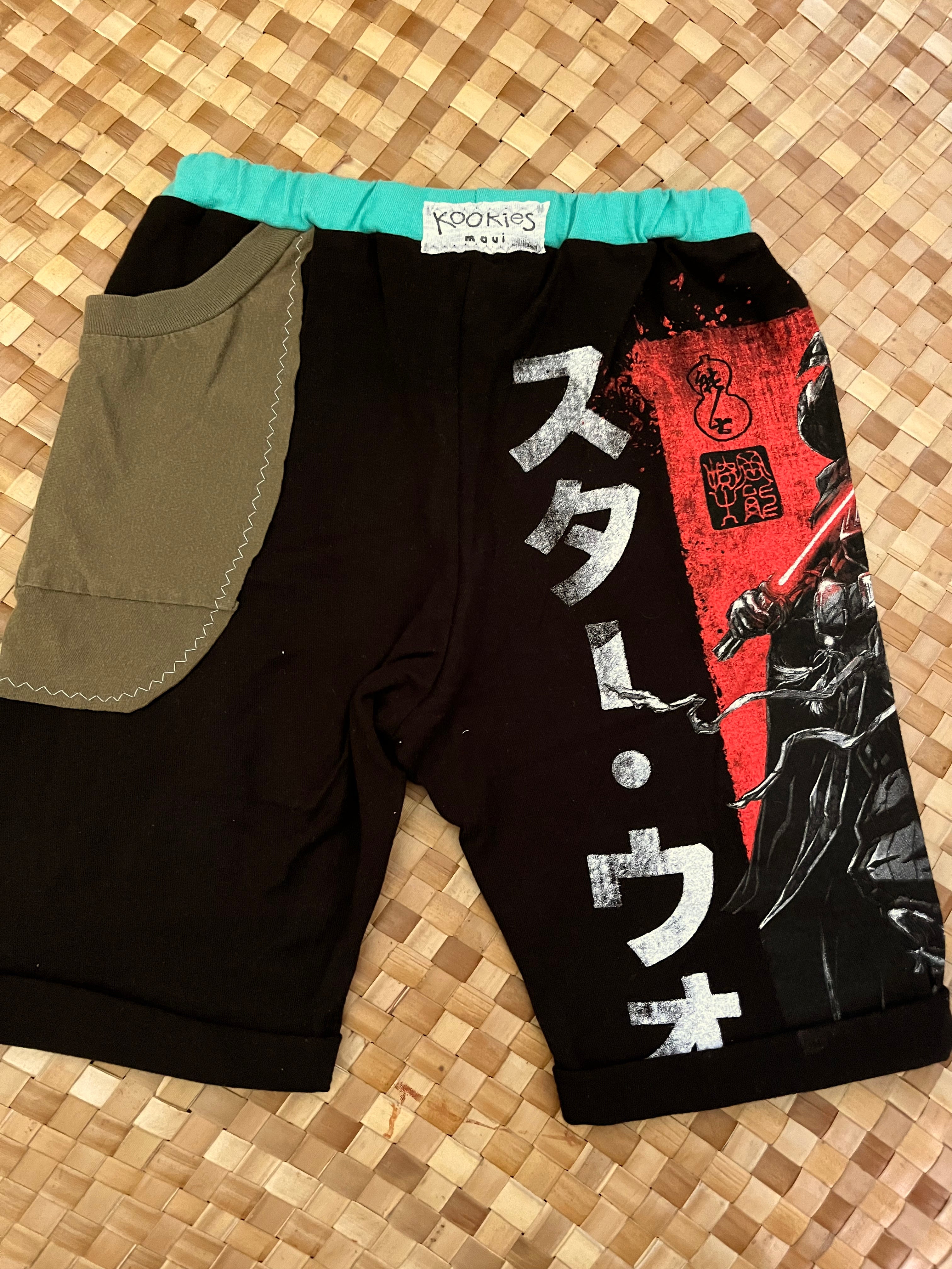 Kids Size 8 "Black and Red Samurai Vador" Beach Comber Shorts