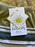 Load image into Gallery viewer, Kids Size 2 &quot;Sage Green &amp; Stripes Baby Yoda&quot; ʻOpihi Picker Pants
