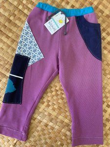 Kids Size 4 "Dusty Purple & Blue Hawaiian Islands" Star Gazer Pants