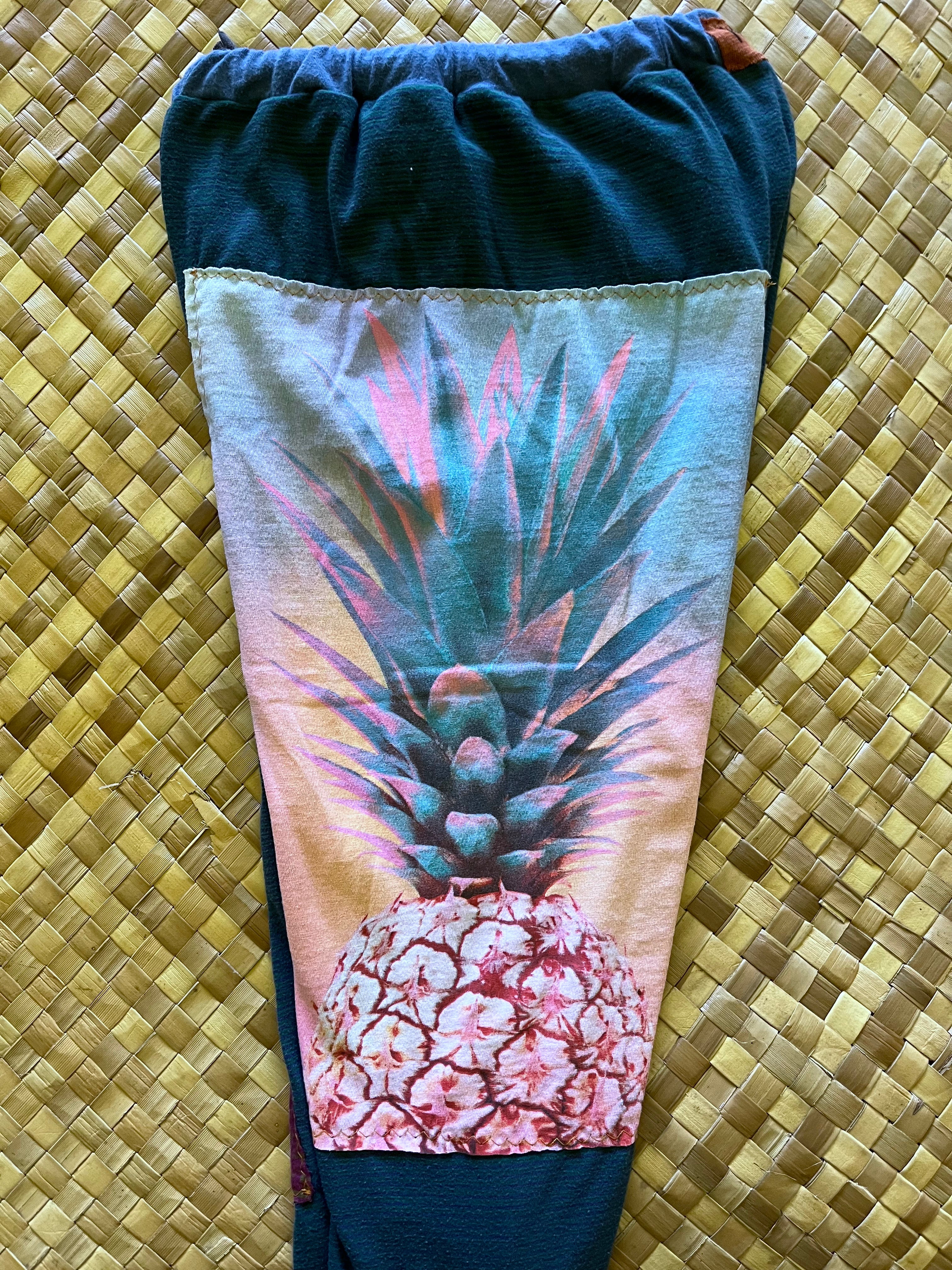 Kids Size 8 "Green & Blue Pineapple and Dragon" Holoholo Pants