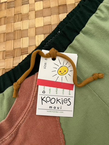 Kids Size 8 "Green & Rust Tree" Beach Comber Shorts