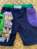 Load image into Gallery viewer, Kids Size 4 &quot;Navy &amp; Purple Minecraft&quot; Beach Comber Shorts
