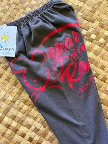 Kids Size 4 "Grey & Red Year of the Rat" ʻOpihi Picker Pants