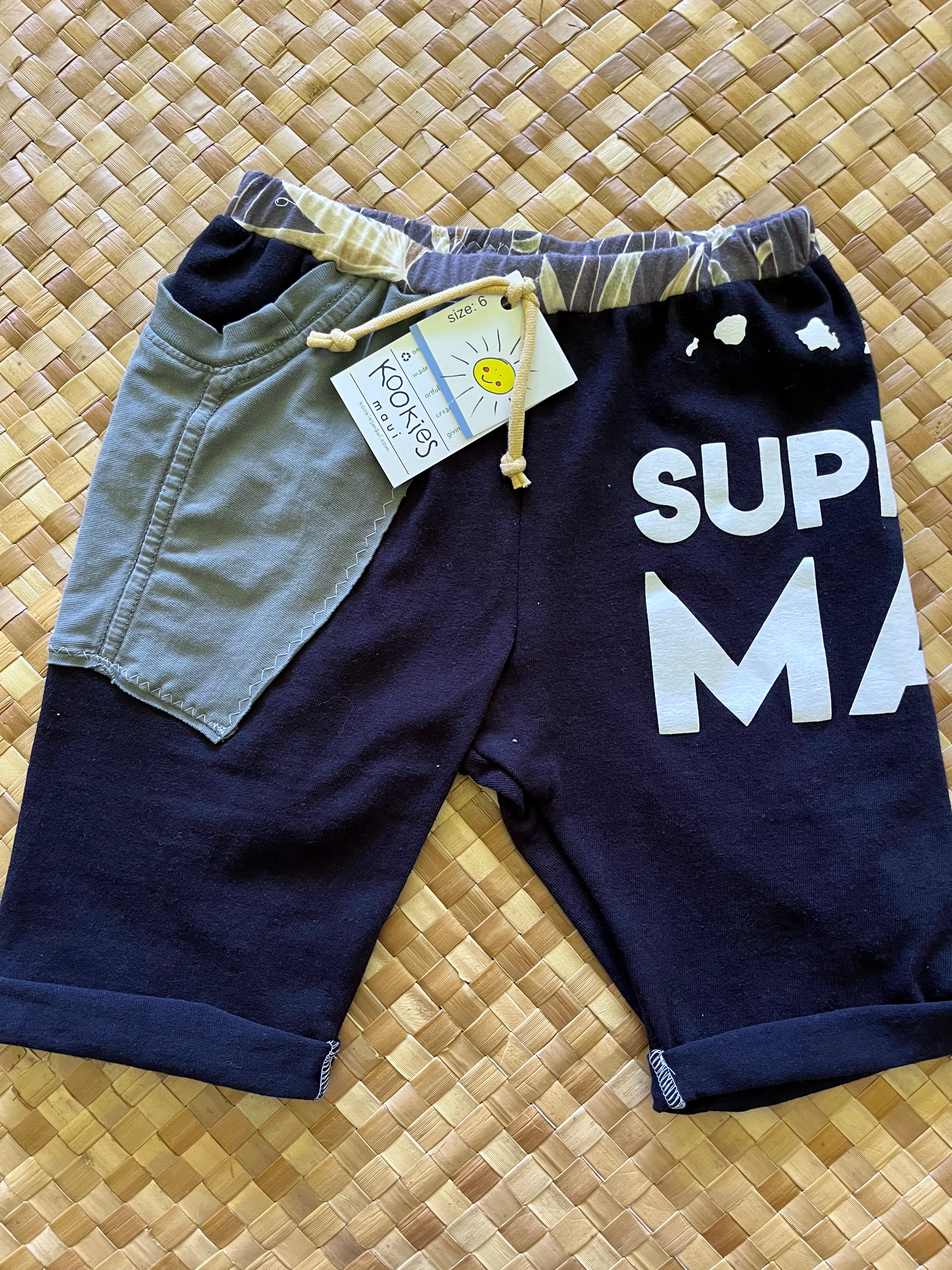 Kids Size 6 "Black & Grey Support Maui" Beach Comber Shorts