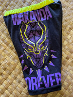 Load image into Gallery viewer, Kids Size 6 &quot;Purple &amp; Black Wakanda Forever&quot; Beach Comber Shorts
