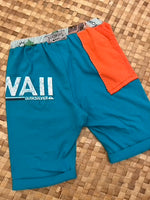 Load image into Gallery viewer, Kids Size 8 &quot;Teal &amp; Orange Hawaii&quot; Beach Comber Shorts
